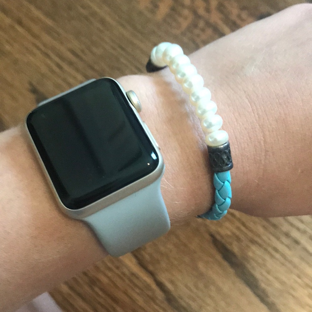 Pearl and turquoise woven bracelet